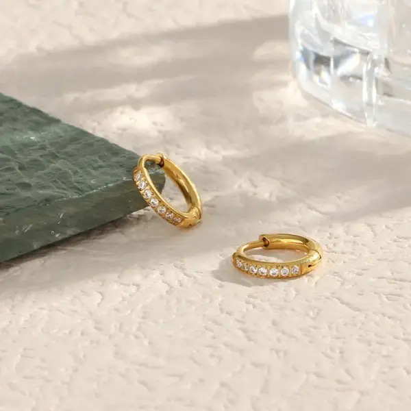Wholesale PVD Coated Real Gold Plated Geometric Stainless Steel Fashion Waterproof Non Tarnish Earrings