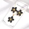 Wholesale Imitation Gold Plated 304 Stainless Steel Oil Drop Five-Leaf Flower Electroplated Polished Electroplated Earrings Necklace Jewelry Set For Women