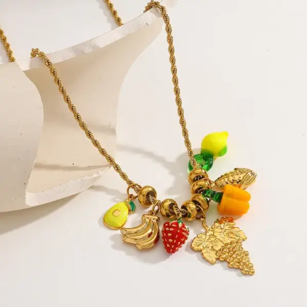 Wholesale Romantic Casual Stainless Steel Plated 18K Gold Imitation Pearl Grape Pendant Necklace Fine Pendant Decoration Decorative Stone Jewelry