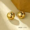 Wholesale PVD Coated Real Gold Plated Round 304 Stainless Steel Retro Waterproof Non Tarnish Ear Studs