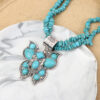 oly-0d1ef5854bd977d127da4b75dfcc0032 Wholesale European and American Jewelry Western Style Water op Flower Turquoise Double-Layer Butterfly Necklace Personalized Retro Carved Heavy Industry Necklace Jewelry