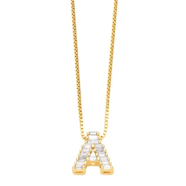 Wholesale PVD Coated Real Gold Plated 18K Gold Letter Stainless Steel Copper Basic Simple Style Waterproof Non Tarnish Stainless Steel Pendant Necklace
