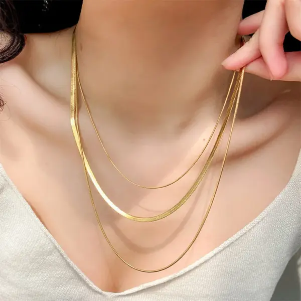 Wholesale PVD Coated 18K Gold Plated Geometric 304 Stainless Steel Fashion Waterproof Non Tarnish 304 Stainless Steel Necklace