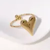 oly-0d27f859d08c0c251226cbfae85a5765 Wholesale PVD Coated Real Gold Plated 18K Gold Heart Shape 304 Stainless Steel Sweet Simple Style IG Style Waterproof Non Tarnish Open Rings