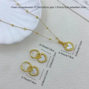 Wholesale PVD Coated 18K Gold Plated Heart Shape 201 Stainless Steel 304 Stainless Steel Simple Style Waterproof Non Tarnish Jewelry Set