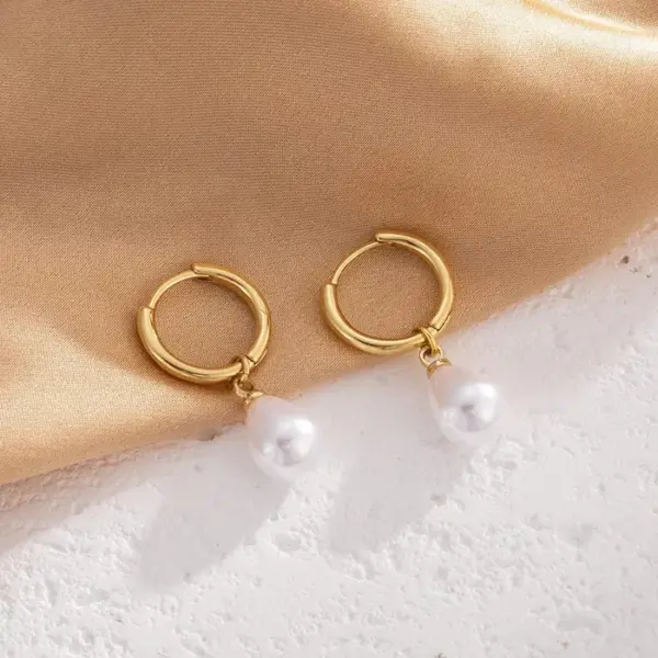 PVD Coated Real Gold Plated 18K Gold Geometric 304 Stainless Steel Elegant Modern Style Waterproof Non Tarnish Drop Earrings