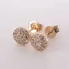 Wholesale 1 Pair Simple Style Round Plating Inlay Copper Zircon Gold Plated Ear Studs