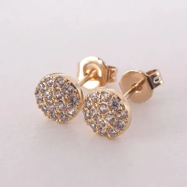 Wholesale 1 Pair Simple Style Round Plating Inlay Copper Zircon Gold Plated Ear Studs