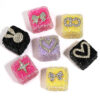 Wholesale Colorful soft candy double-sided heart bow square beads