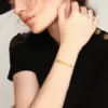 Wholesale PVD Coated Real Gold Plated 18K Gold Rectangle 304 Stainless Steel IG Style Simple Style Waterproof Non Tarnish 304 Stainless Steel Bracelets