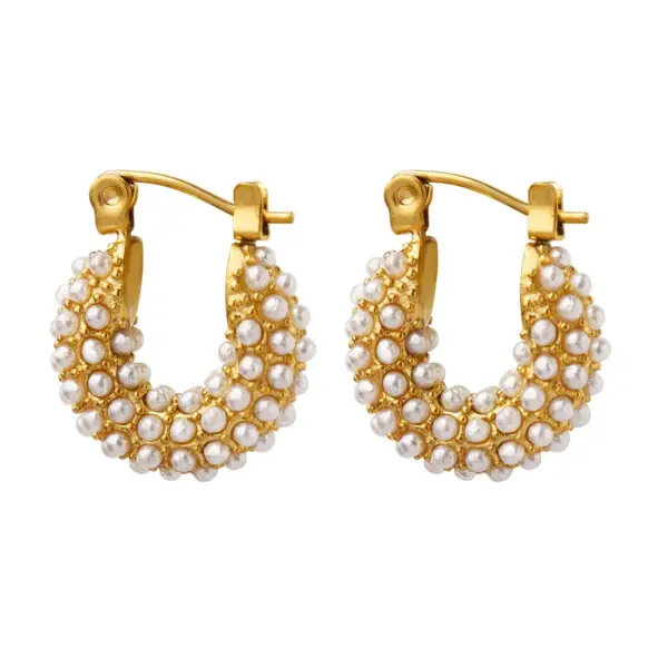 PVD Coated Real Gold Plated 18K Gold U Shape 304 Stainless Steel Elegant Baroque Style Waterproof Non Tarnish Earrings