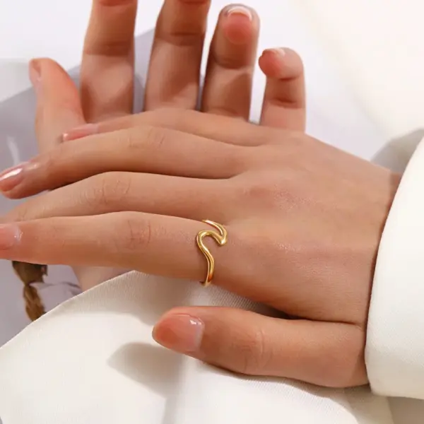 PVD Coated 18K Gold Plated Geometric 304 Stainless Steel Simple Style Waterproof Non Tarnish Open Rings