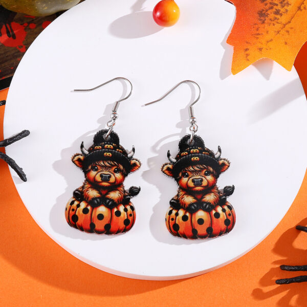 Wholesale Halloween Western-style Cute Cow Acrylic Earrings