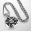 Wholesale 2019 European and American Hip Hop Nightclub Personality Trend Skull Disc Titanium Steel Necklace for Men and Women 9925G