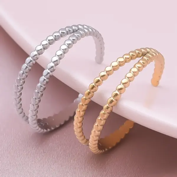 Wholesale PVD Coated Real Gold Plated 18K Gold Circle 304 Stainless Steel Simple Style Waterproof Non Tarnish Open Rings