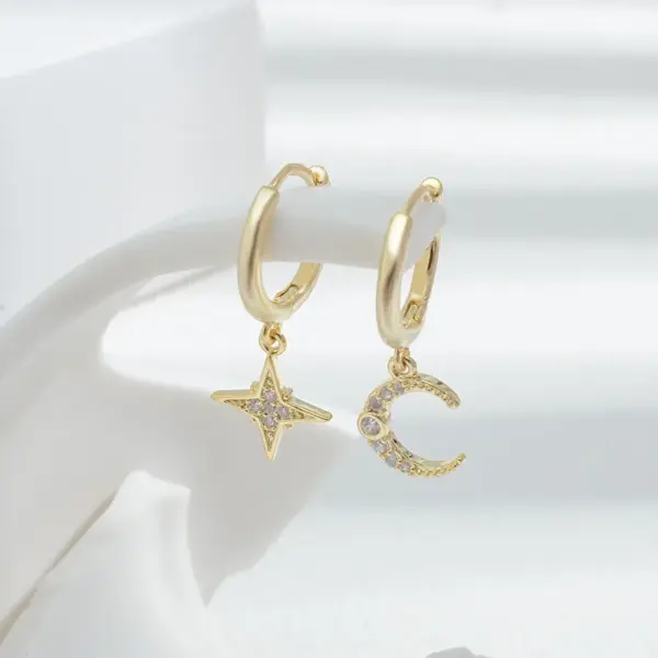 Wholesale Fashion Geometric Copper Earrings Plating Zircon Copper Earrings 3 Pairs