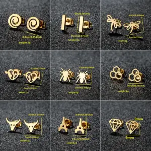 PVD Coated 18K Gold Real Gold Plated Animal 304 Stainless Steel Luxurious Sweet Artistic Waterproof Non Tarnish Ear Studs