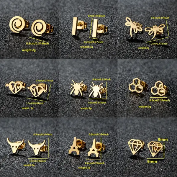 PVD Coated 18K Gold Real Gold Plated Animal 304 Stainless Steel Luxurious Sweet Artistic Waterproof Non Tarnish Ear Studs