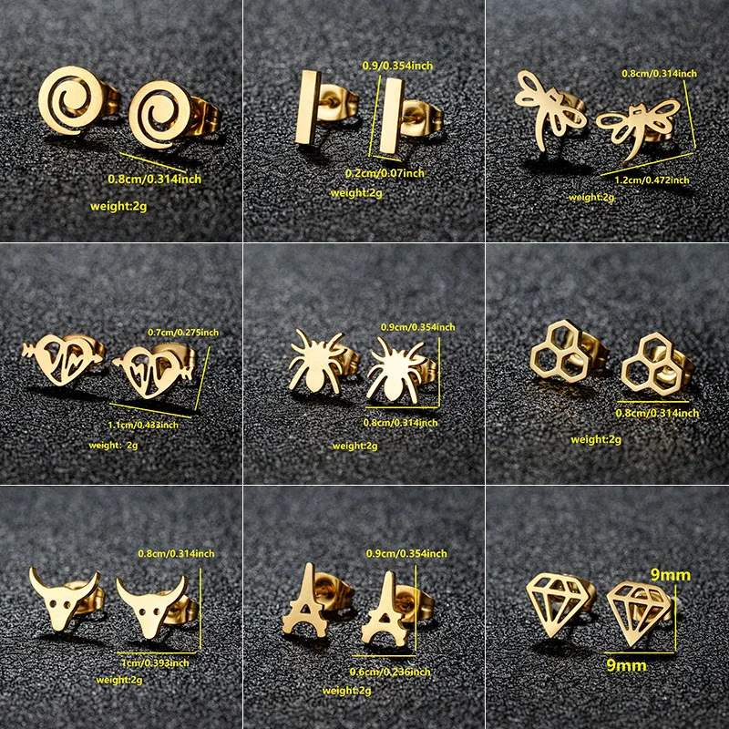 Wholesale PVD Coated 18K Gold Real Gold Plated Animal 304 Stainless Steel Luxurious Sweet Artistic Waterproof Non Tarnish Ear Studs