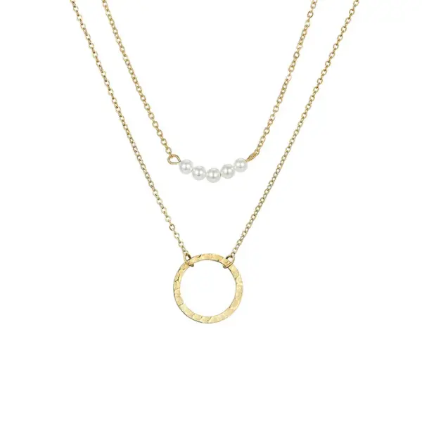 oly-0d4df16ed2863e3ff678b36c6fbcb910 Wholesale PVD Coated 14K Gold Real Gold Plated Geometric Stainless Steel Fashion Waterproof Non Tarnish 304 Stainless Steel Necklace