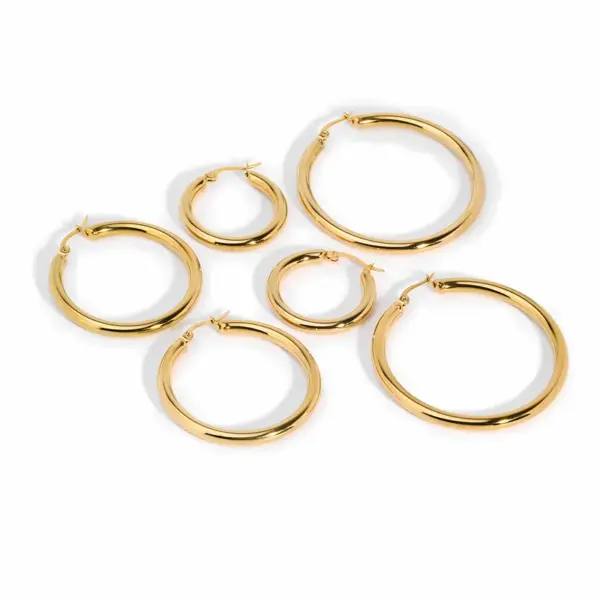Wholesale 304 Stainless Steel Geometric PVD Coated Stone-Free Real Gold Plated 18K Gold IG Style Earrings