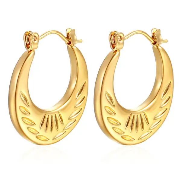 304 Stainless Steel Solid Color Electroplated Golden Plated Simple Style Classic Style Waterproof Non Tarnish Plating Earrings