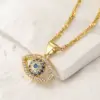 New Style Copper Plating 18k Gold Devil's Eye Pendant Necklace