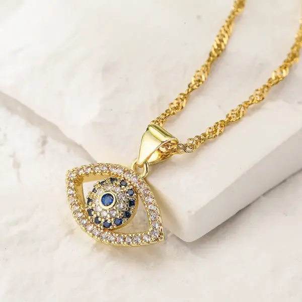 New Style Copper Plating 18k Gold Devil's Eye Pendant Necklace