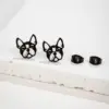 PVD Coated 18K Gold Real Gold Plated Dog 304 Stainless Steel Simple Style Waterproof Non Tarnish Ear Studs