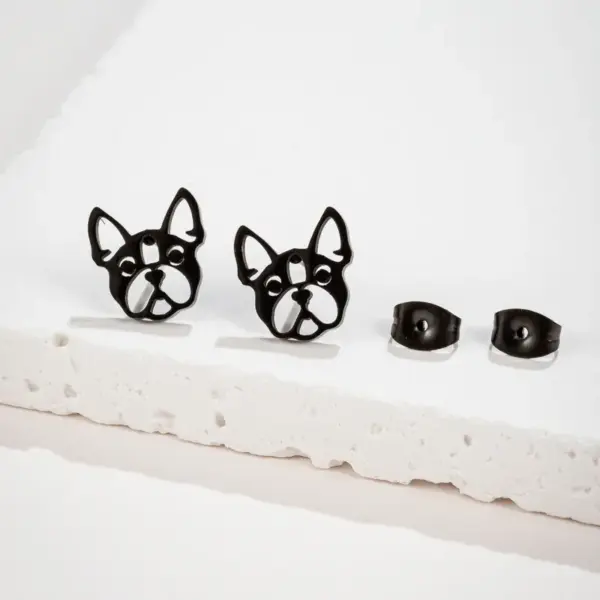 PVD Coated 18K Gold Real Gold Plated Dog 304 Stainless Steel Simple Style Waterproof Non Tarnish Ear Studs