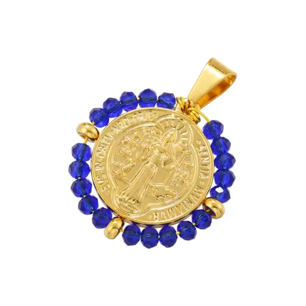 Wholesale Hip-Hop Retro Round Virgin Mary Copper Plating Inlay Carving 18K Gold Plated Zircon