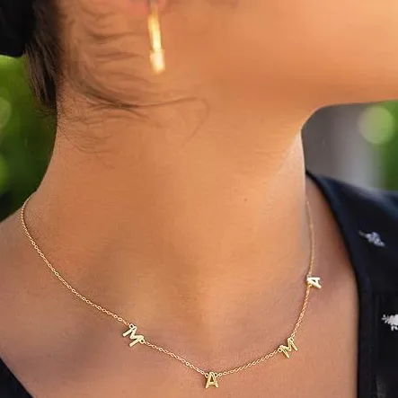 Wholesale 304 Stainless Steel Letter Ion Plating (IP) Stone-Free 18K Gold Plated Casual Simple Style Waterproof Non Tarnish Cable Chain Necklace