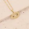Wholesale Fashion Portrait Geometric Owl Stainless Steel Plating Inlaid Zircon 18K Gold Plated No Inlaid Pendant Necklace