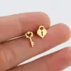 PVD Coated 18K Gold Real Gold Plated Key Lock 304 Stainless Steel Fashion Waterproof Non Tarnish Ear Studs