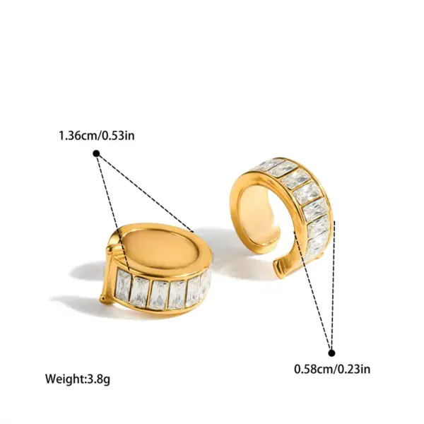 PVD Coated Real Gold Plated Geometric 304 Stainless Steel Simple Style Classic Style Waterproof Non Tarnish Ear Cuffs Ear Studs