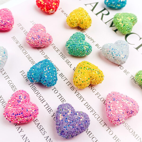 Wholesale Sequined heart-shaped straight hole acrylic beads