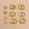 Wholesale PVD Coated Real Gold Plated C Shape 201 Stainless Steel Simple Style Waterproof Non Tarnish Hoop Earrings Ear Studs