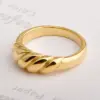 PVD Coated Real Gold Plated Waves Stainless Steel Simple Style Waterproof Non Tarnish Rings
