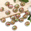 Wholesale Christmas Acrylic Round Candy Striped Spiral Printed Beads