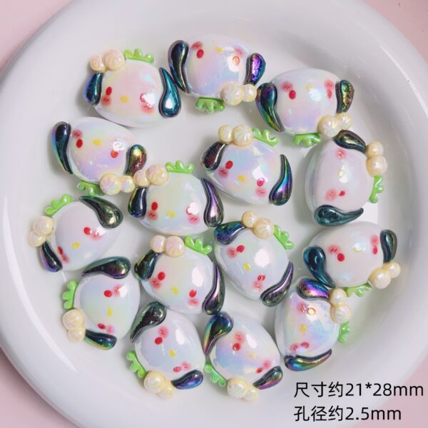 Wholesale High-quality uv color-plated cartoon resin Sanrio straight hole beaded diy mobile phone chain keychain material jewelry accessories