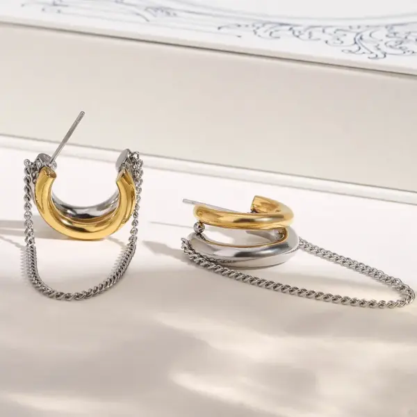 Real Gold Plated 304 Stainless Steel PVD Coated Geometric Waterproof Non Tarnish Casual Modern Style Commute Ear Studs For Women's