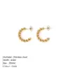 Vacuum Plating Real Gold Plated Geometric 304 Stainless Steel Waterproof Non Tarnish Hoop Earrings