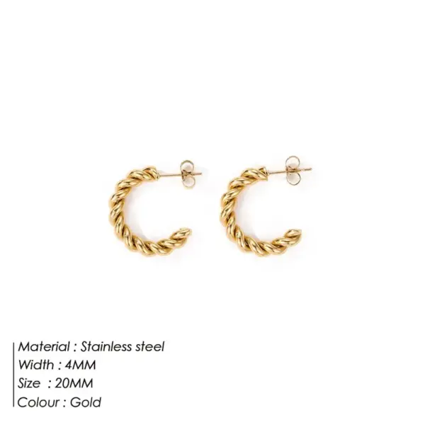 Vacuum Plating Real Gold Plated Geometric 304 Stainless Steel Waterproof Non Tarnish Hoop Earrings