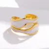 PVD Coated Real Gold Plated Geometric Stainless Steel Fashion Waterproof Non Tarnish Open Ring
