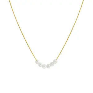 PVD Coated Real Gold Plated 18K Gold Pearl 304 Stainless Steel Waterproof Non Tarnish 304 Stainless Steel Necklace