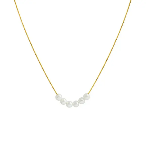 PVD Coated Real Gold Plated 18K Gold Pearl 304 Stainless Steel Waterproof Non Tarnish 304 Stainless Steel Necklace