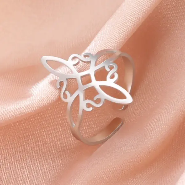 Wholesale Jewelry Simple Style Classic Style Printing Witches Knot 304 Stainless Steel Plating Rings