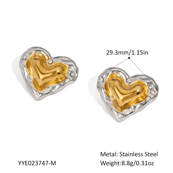 Wholesale PVD Coated Real Gold Plated 18K Gold Geometric Star Heart Shape 304 Stainless Steel Elegant Glam Lady Waterproof Non Tarnish Ear Studs