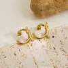 Wholesale 304 Stainless Steel Solid Color PVD Coated Stone-Free 14K Real Gold Plated Classic Style Plating Gold Ear Studs