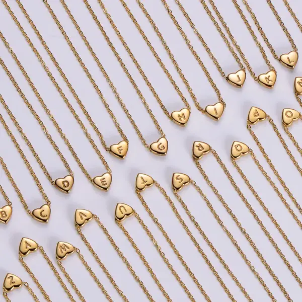 Wholesale PVD Coated 18K Gold Plated Heart 304 Stainless Steel Simple Style Waterproof Non Tarnish 304 Stainless Steel Pendant Necklace